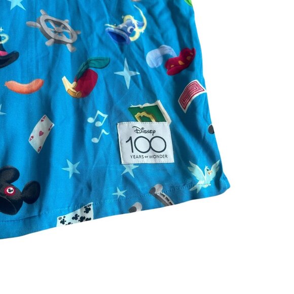 Disney 100 Character Icons Allover Print Woven Button-Up Shirt Top Small Men's - Picture 4 of 11
